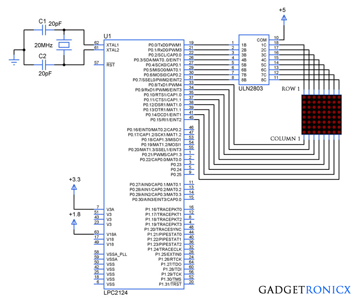 LED-dot-matrix-interface-lpc2124-arm